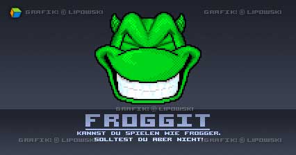 Rock the Frog: Über das Spiel 'Space Froggers'. Grafik © Lipowski