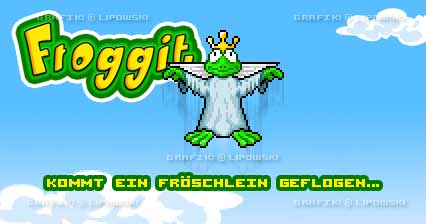 Kommt ein Fröschlein geflogen... Rock the Frog: Über ein Spiel Namens 'Space Froggers'. Grafik © Lipowski
